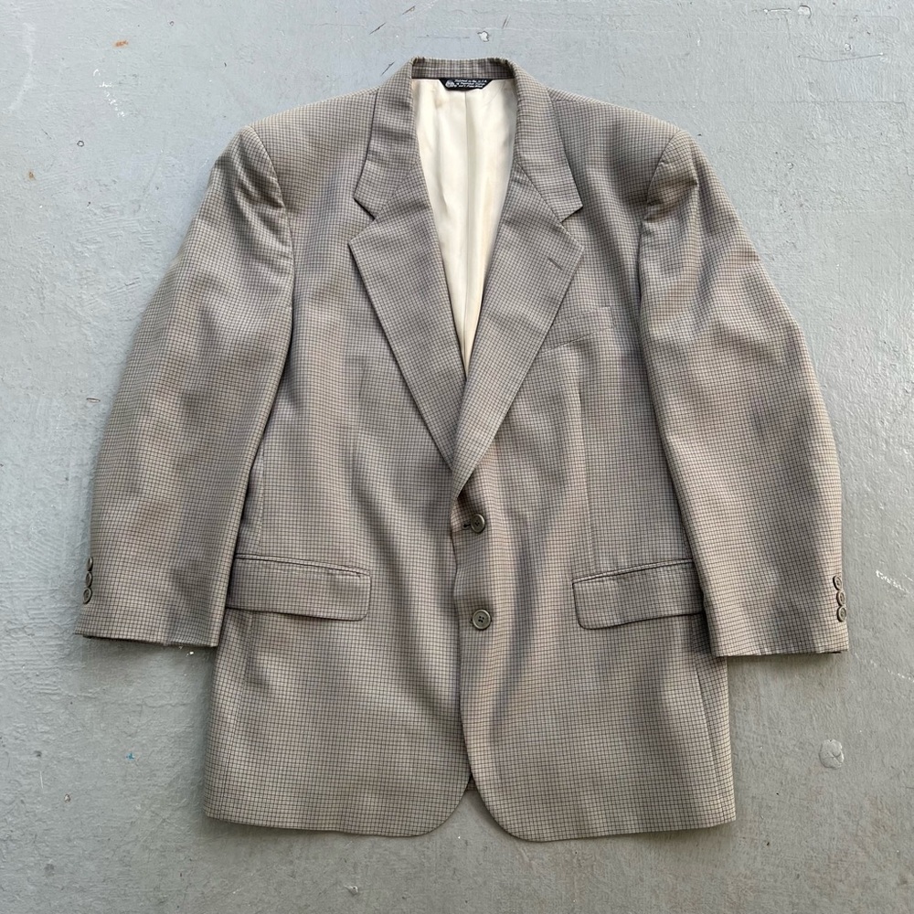 Vintage 90s Christian Dior Oversized Wool Plaid Blazer - Tan Men’s 44R